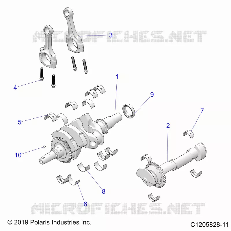 ENGINE, VILEBREQUIN AND BEARINGS