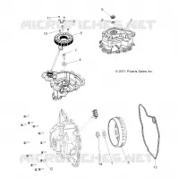 ENGINE, STATOR COVER AND VOLANT MOTEUR