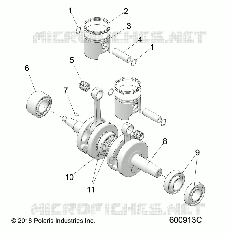 ENGINE, PISTON AND VILEBREQUIN