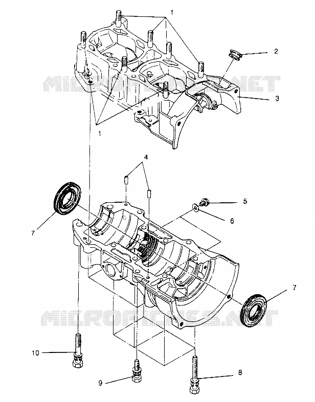 CARTERS MOTEUR ASSEMBLY  500 EFI 0952774, EFI SKS 0952574,   EFI SKS PT 0952974, (4929052905C010)