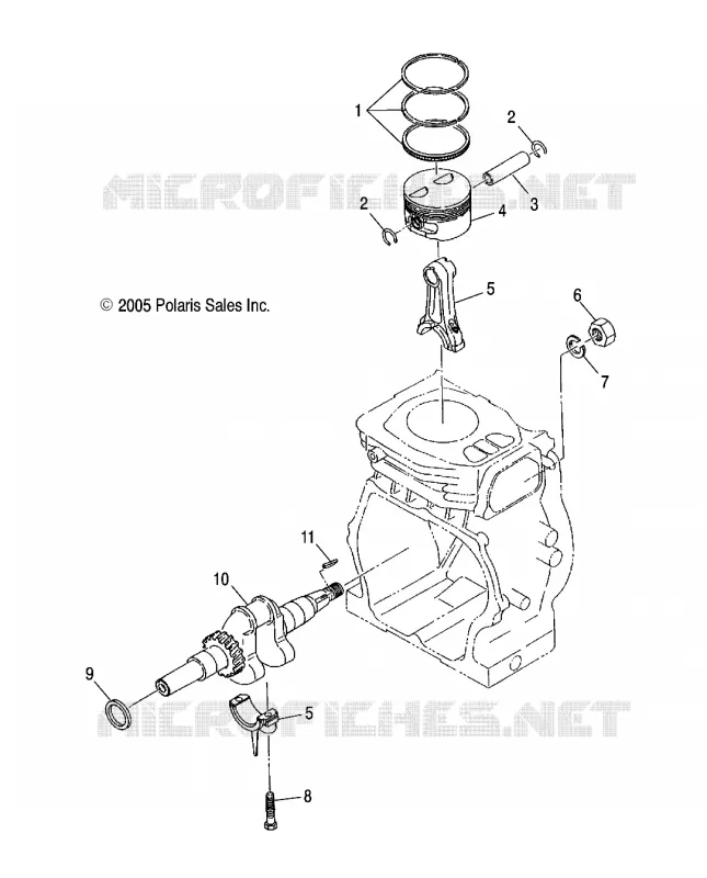 ENGINE, PISTON AND VILEBREQUIN