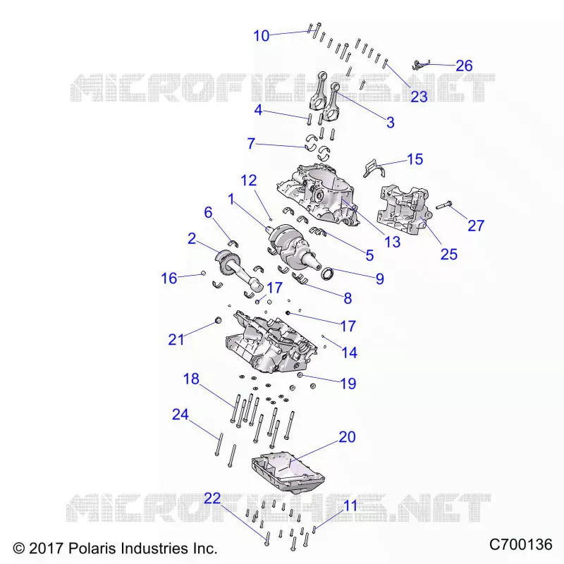 ENGINE, CRANKCASE AND VILEBREQUIN
