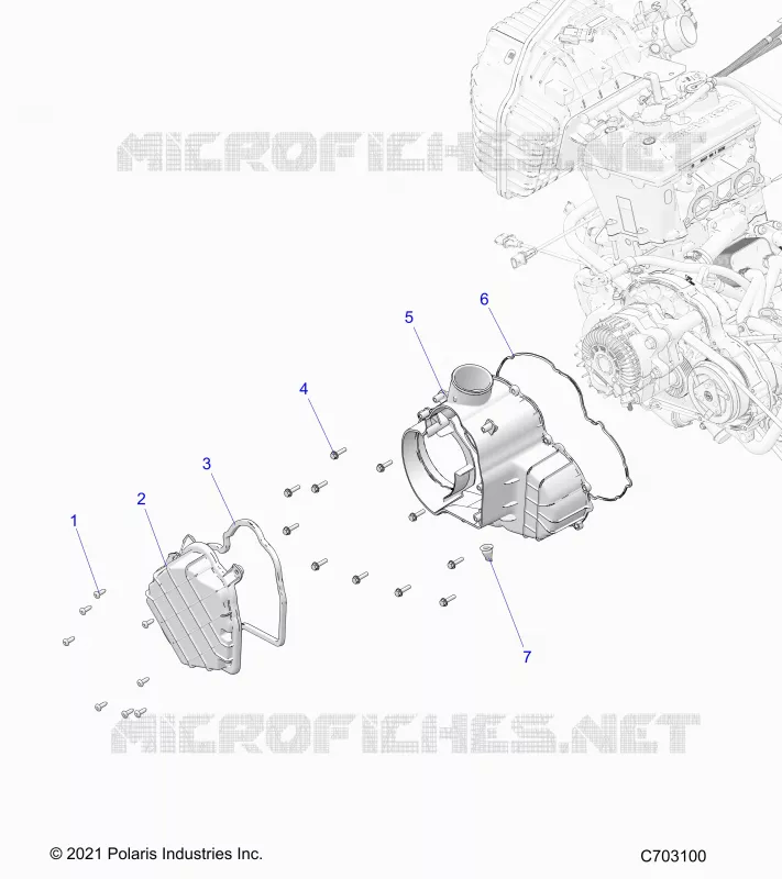 ENGINE, COVERS, ALTERNATEUR AND COMPRESSOR