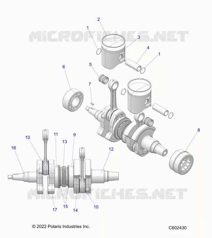 ENGINE, PISTON AND VILEBREQUIN