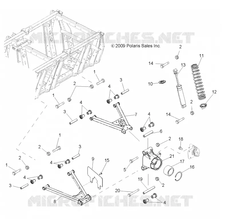 SUSPENSION, A-ARMS, MID DRIVE AND TRANSMISSION ARRIERE