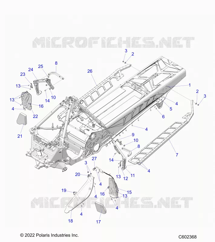CHASSIS, PROTECTION D'EMBRAYAGE, FOOTRESTS, AND RUNNING BOARDS