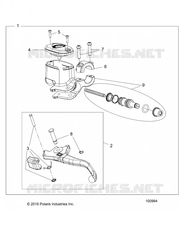 FREIN AVANT BRAKE LEVER AND MASTER CYLINDER (FROM 7/24/16)