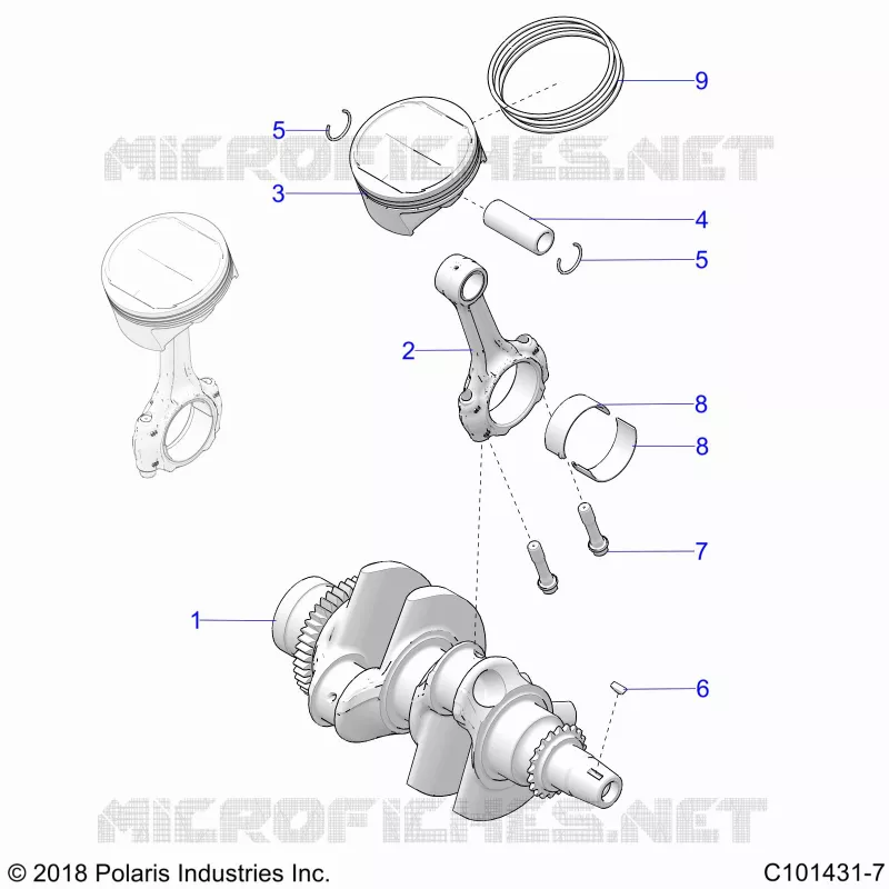 ENGINE, VILEBREQUIN AND PISTON