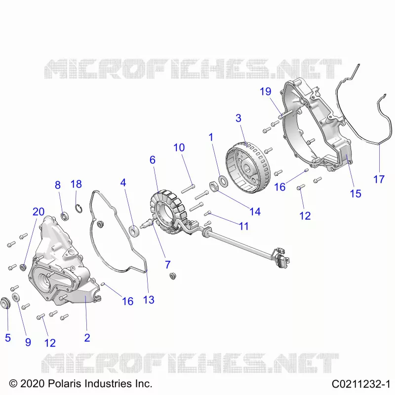 ENGINE, STATOR COVER AND FLYROUE