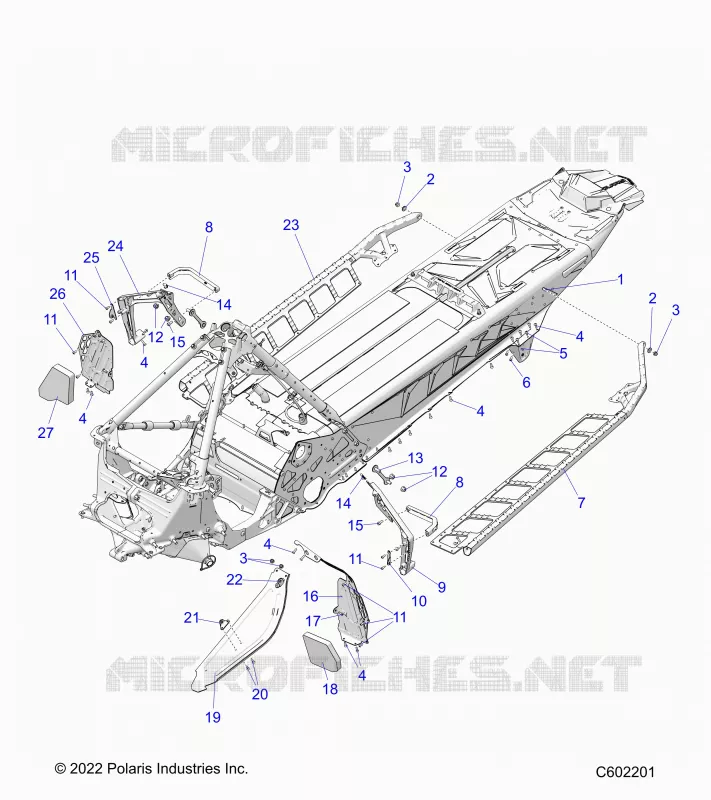 CHASSIS, PROTECTION D'EMBRAYAGE, FOOTRESTS, AND RUNNING BOARDS