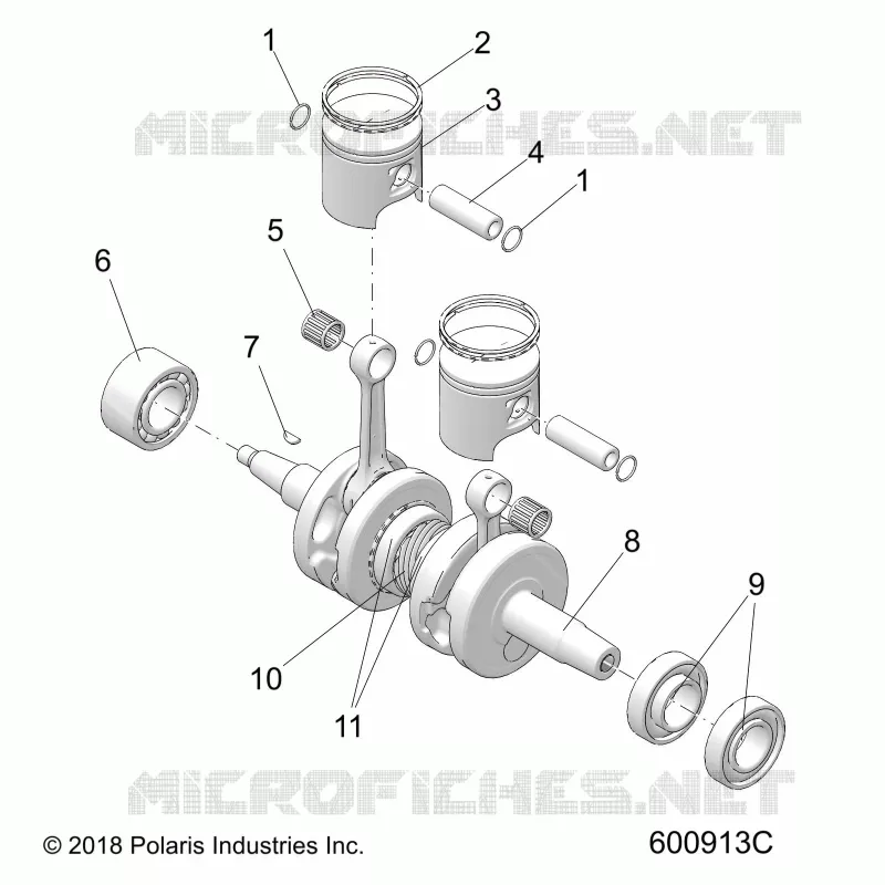 ENGINE, PISTON AND VILEBREQUIN