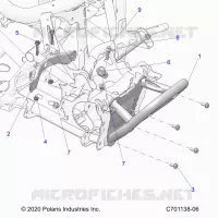 CHASSIS, FRONT GEARCASE AND SUPPORT PARE CHOCS 