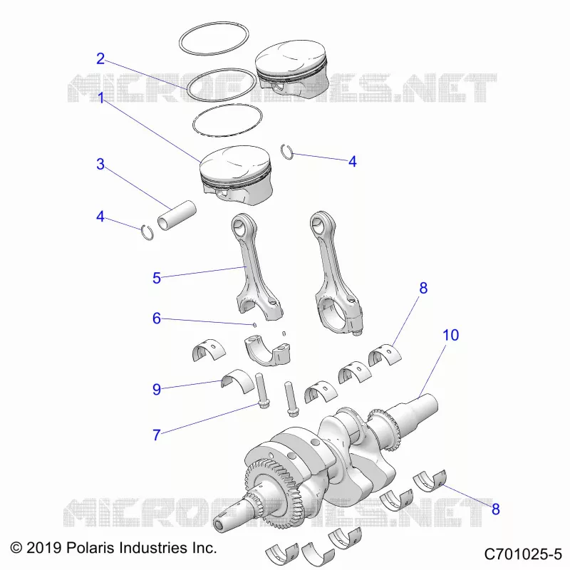 ENGINE, VILEBREQUIN AND PISTON