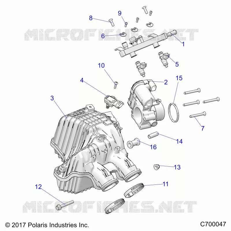 ENGINE, PRISE D'AIR MANIFOLD, THROTTLE BODY, FUEL RAIL