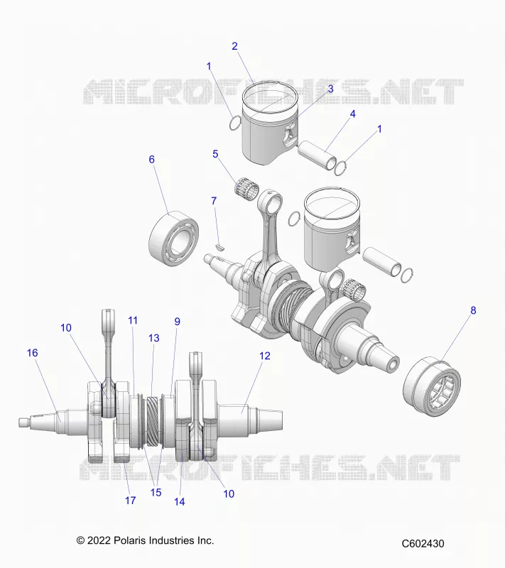 ENGINE, PISTON AND VILEBREQUIN