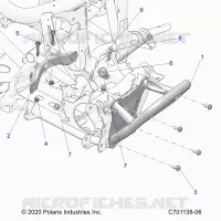 CHASSIS, FRONT GEARCASE AND SUPPORT PARE CHOCS 